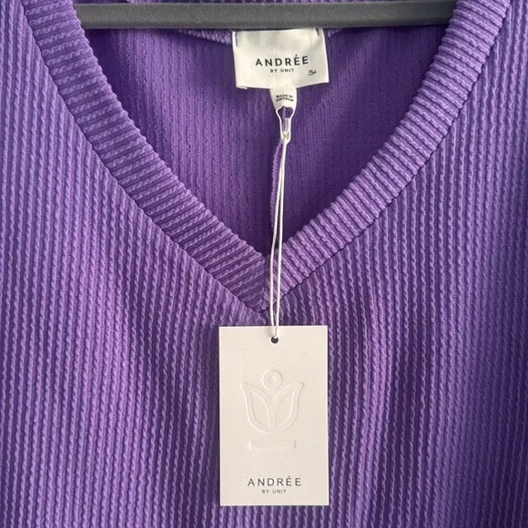 ANDREE BY UNIT V-Neck Purple Tunic Top - Picture 2 of 4